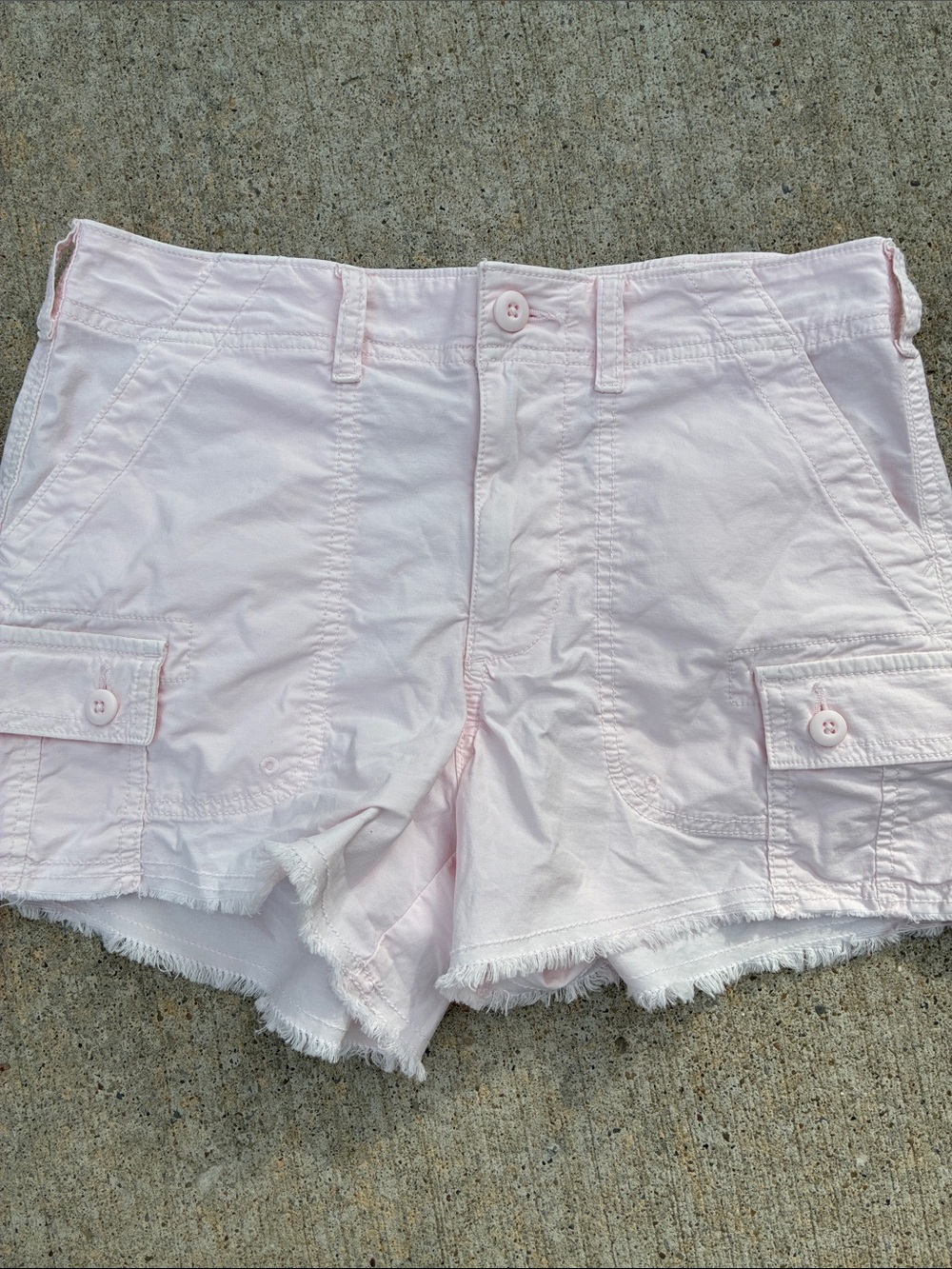 American Eagle Outfitters Pale Pink Cargo Frayed Hem Shorts
